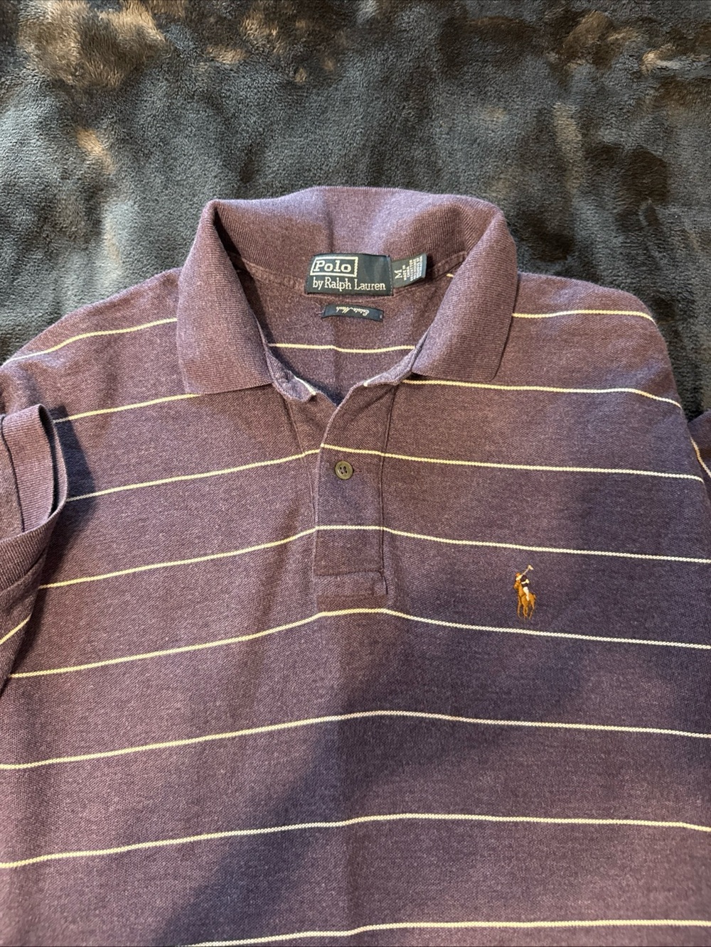 Ralph Lauren Men’s Purple Polo with White Stripes - Picture 7 of 7